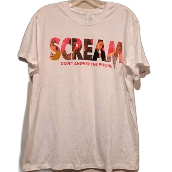 Scream Movie "Don't Answer The Phone" graphic t-shirt white unisex sz L NWOT - Picture 1 of 5